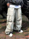 Unbalanced unisex cargo balloon pants