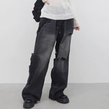 (Unisex) Patchier Back Silt Denim Pants