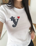 Datin Dot Printing Short Sleeve T-Shirt