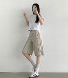 3 Pocket Big Cargo Multi Pocket Bermuda Knee Length Pants