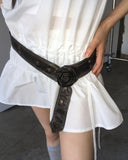 Yukia Rose Vintage Snap Leather Belt