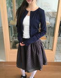 Mien Round Button Long Sleeve Cardigan