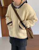 Ittim deer wool knit zip-up cardigan