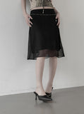Sheer Chiffon Layered Midi Skirt