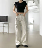 3 Pocket Vintage Pin Tuck Loose Wide Fit Cotton Pants