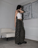 Maku checkered pocket long wide pants