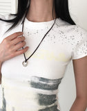 Lubon Ring Suede Adjustable Necklace
