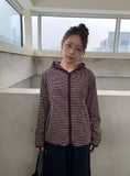 Leshu Stripe Fleece Zip-Up Jumper