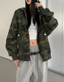 Camo Stud Pocket Two Way Hood Zip-Up