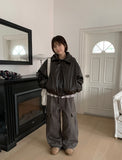 Naoko Glossy Leather Bomber Jumper