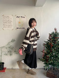 Chocoi banding wool pleated midi skirt