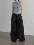 Teve Pintuck Wide Cotton Pants