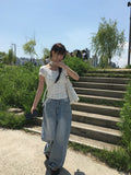 Dao Cat Washing Wide Denim Pants
