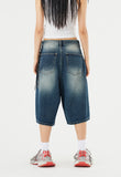 Tin brush washed bermuda denim half pants