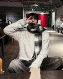 Silver gray angora knit