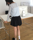 Dudan round rib see-through long sleeve cardigan