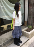 Burmil check midi banding skirt