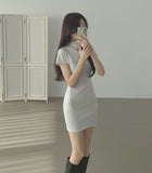 Cozy Half Neck Slim Fit Short Sleeve Knit Mini One Piece