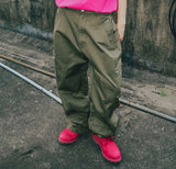 BIKER WASHED WIDE PANTS