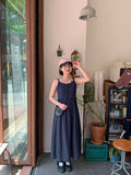 Gelute Check Sleeveless Long One Piece