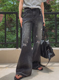 Crew Damage Bootcut Denim Pants