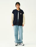 Flower Dot Embroidery Baseball Jacket