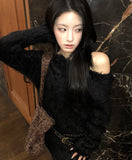 Plmin off-shoulder angora knit one piece