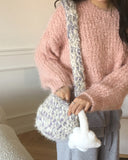 Pcong Bokashi Knit Fur Mini Shoulder Crossbody Bag