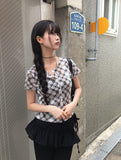 Molly Check Short Sleeve Slim Cardigan