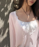 Dina Lace Ribbon Adjustable Cap Sleeveless Top