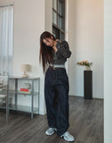 Comp Raw Pintuck Wide Denim Pants