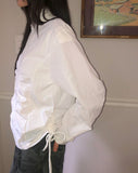 Puhi Ribbon Shirring Windbreaker Zip-up