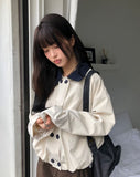 Jamin button color matching crop jacket