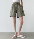 Vacation Beach Summer Banding Cargo Pocket Nylon Shorts