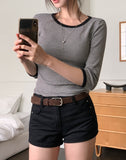 Now Color Matching Stripe Three Quarter T-shirt
