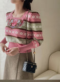 Wendys Color Matching Flower Embroidery Knit