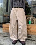 Foil-cut pintuck cotton balloon pants