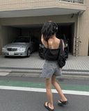 Suin Nylon Shirring Shoulder Bag