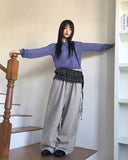 Jetso Layered Checkered Micro Mini Skirt Belt