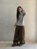 Achu Brushed Basic Round Long Sleeve Tee