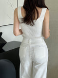 Delia Cotton Wide Banding Denim Pants