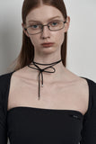 [mnem] draped suede wrap choker