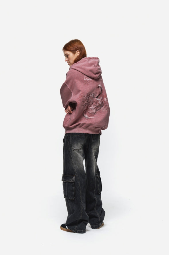 CPGN Studioスカル 刺繍Hood Zip-Up ジップアップパーカー CPGN STUDIO (コンパーニョ) - [ツーウェイ]スカルウェブ