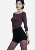 [ EEUN MADE ] Soft Boat Neck Sleeve Three Quarter