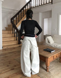 Cottie Flip Back Pocket Curved Cotton Pants