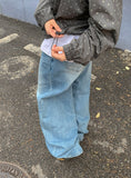 Nihin Washing Denim Wide Pants