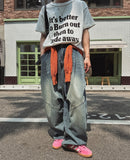 Wavy Washing Pin Tuck Balloon Denim Pants