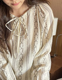 Pezzling Ribbon Round Blouse