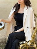 Poiyu Linen Double Button Three Quarter Length Jacket