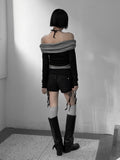 Unen Stripe Color Matching Off-Shoulder